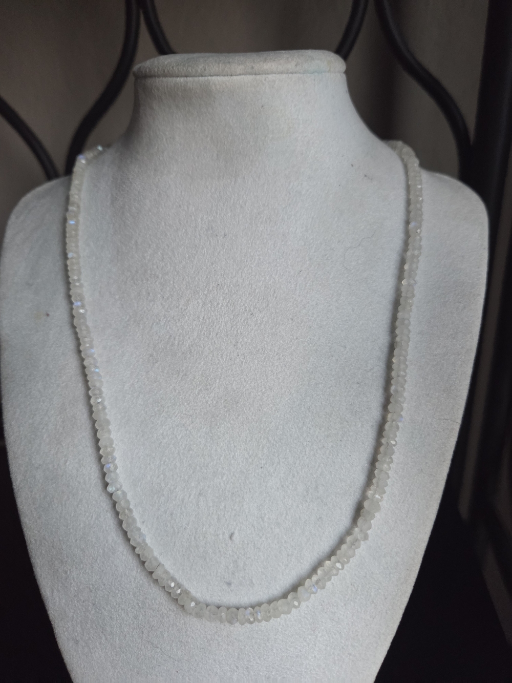 Rainbow Moonstone Faceted Bead Necklace